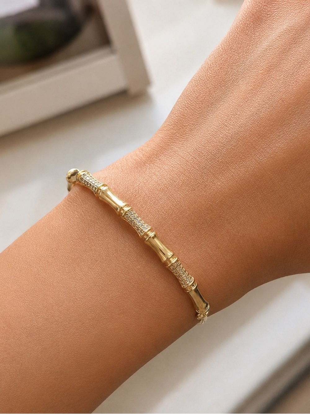 14k Bamboo Bangle - Picture 3 of 11
